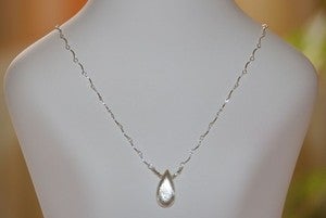 Image of HANDMADE / HANCRAFTED SOLITAIRE BRIOLETTE DROP on Sterling Silver Necklace - handmade jewelry 