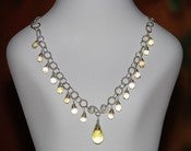 Image of Handmade Champagne & Lemon Quartz Briolettes Sterling Silver Wire Wrapped Necklace