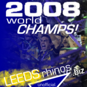 Image of leedsrhinos.biz 'World Champs!' Car Sticker