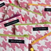 Image of Pink Houndstooth wee zip notions pouch