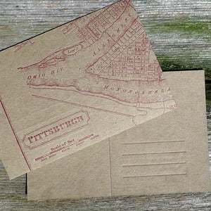 Image of Vintage Pittsburgh Map Postcards