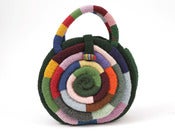 Image of multicolor knit round purse