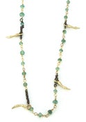 Image of 24” handmade emerald & gold chain w/ five small 14k gold branches (P055emsil14k24)