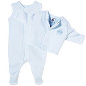 Image of Petit Bateau Milleraies sleeveless footie and jacket ensemble