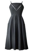 Image of Vintage 1970s Betty Barclay Black Cotton Summer Dress