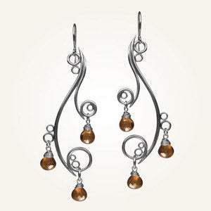 Image of Greek Isle Earrings with Orange Topaz, Sterling Silver