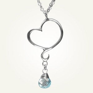 Image of Aphrodite Mini Heart Necklace with Sky Blue Topaz, Sterling Silver