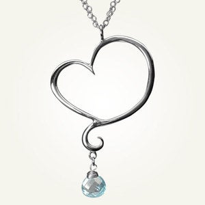 Image of Aphrodite Heart Necklace with Sky Blue Topaz, Sterling Silver