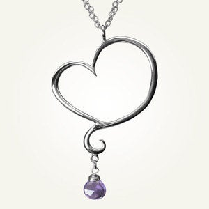 Image of Aphrodite Heart Necklace with Amethyst, Sterling Silver
