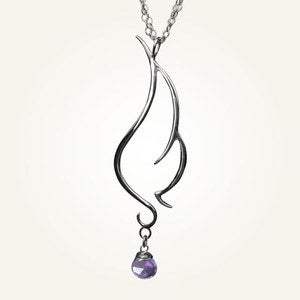 Image of Phoenix Wing Necklace with Amethyst, Sterling Silver