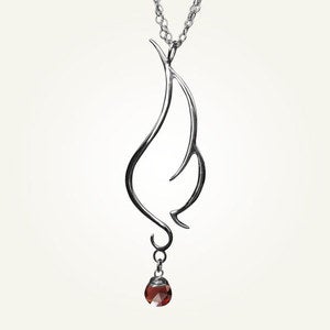 Image of Phoenix Wing Necklace with Garnet, Sterling Silver