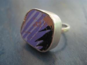 Image of chunky silver ring purple
