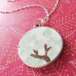 Image of porcelain tree silver necklace
