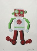 Image of Robot 4 Colour Screen print on mirror card