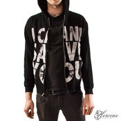 Image of I CAN'T SAVE YOU Black Hooded Zip Up Sweatshirt Unisex