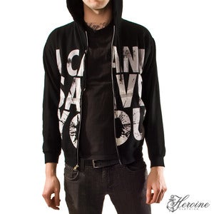 Image of I CAN'T SAVE YOU Black Hooded Zip Up Sweatshirt Unisex