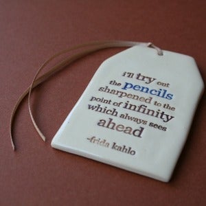 Image of ceramic quote tag - pencils