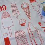 Image of Ice Cream Lollies tea towel - orange