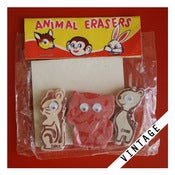 Image of VINTAGE ANIMAL ERASER SET