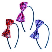 Image of Leopard Print Bow Hairbands - Red, Pink, Purple