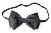 Image of Black Satin Hair Bow Elastic headband