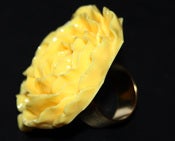 Image of Sunshine - Large Yellow and Gold Rose Cocktail Ring - FREE US SHIPPING