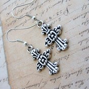 Image of Simple Silver Cross Earrings