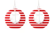 Image of Striped Red & White Disc Anchor Earrings