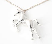 Image of Long Dangly Silver Horse Necklace