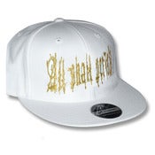 Image of All Shall Perish Embroidered Fitted Hat - White with Shiny Gold Print