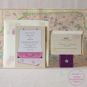 Image of "Journey" wedding invitations and RSVP card set