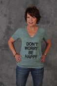 Image of VNeck Heather Green with Black or White Letters