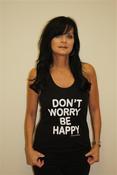 Image of Women's Racerback Tank Black with White Lettering