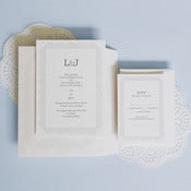 Image of "French Lace" wedding invitations and RSVP card set - Blue