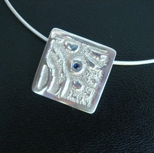 Image of PMC Necklace - Pure Silver PMC Pendant with Sapphire
