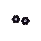 Image of Black Flower Diamante Studs 