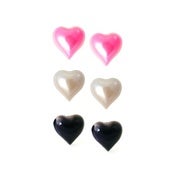 Image of Pearl Heart Studs - Black, White, Pink