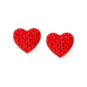 Image of Red Diamante Heart Studs