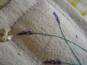 Image of Hand embroidered linen lavender pocket (Assorted pearl buttons)