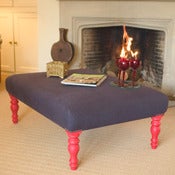 Image of Large Magazine Stool - Dark Blue Denim with Emperor Silk Painted legs