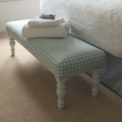Image of Long Stool - Duck Egg Blue Gingham with Salix Painted legs