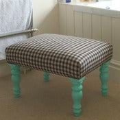 Image of Small Magazine Footstool - Dark Blue Gingham check