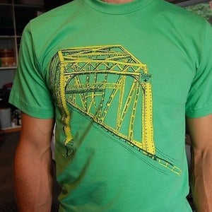 Truss bridge on grass green $25