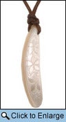 Image of Mother-of-pearl Fijian Triple Tiare Pendent on Brown Cotton Cord with Mother-of-pearl Toggle