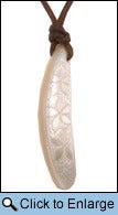 Image of Mother-of-pearl Fijian Triple Tiare Pendent on Brown Cotton Cord with Mother-of-pearl Toggle