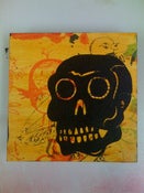 Image of Black Skull Wood Block 1