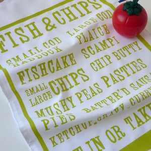 Image of Fish & Chips tea towel - lime
