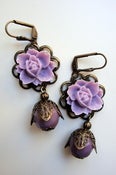 Image of Boucles d'oreilles Fleurs de Printemps Mauve/Rose/Carmin