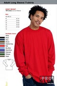 Image of PRO CLUB WHOLESALE ADULT LONG SLEEVE (HEAVY) T-SHIRT SIZES 2X & 2X-Tall (per. Dozen)