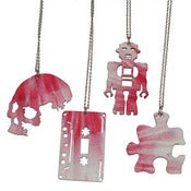 Image of Ltd. Edition Necklaces made from a recycled RED/WHITE MIX VINYL record.